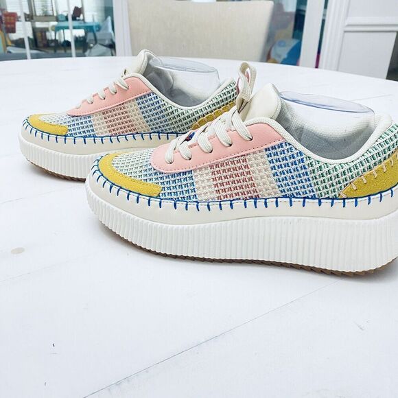Nicole Miller  Mixed Media Platform NY Shoes Sneaker Women's  Size 8 Pastel New - Picture 4 of 10